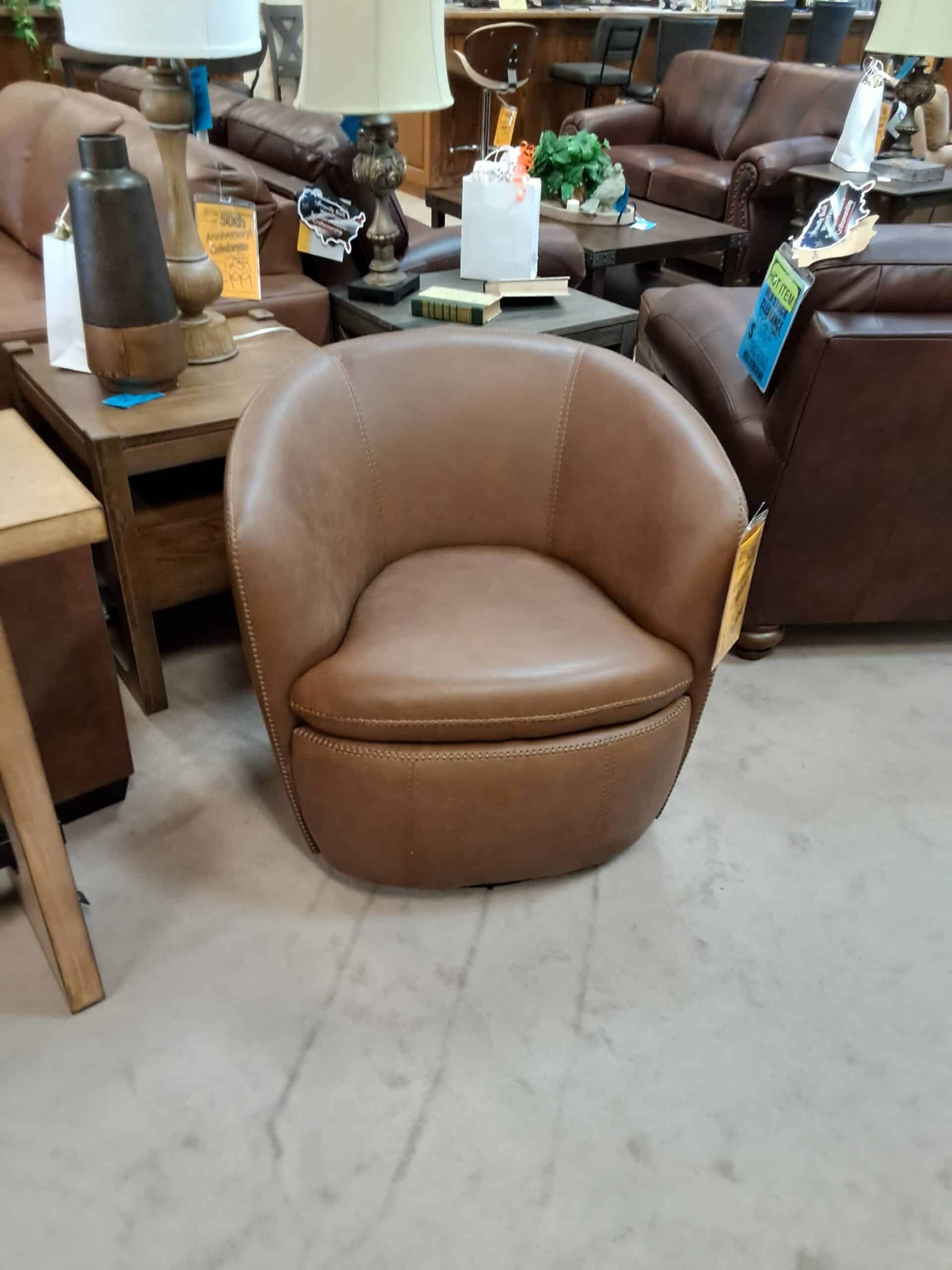 Swivel Barrel Chair-Tan-Three Colors Available