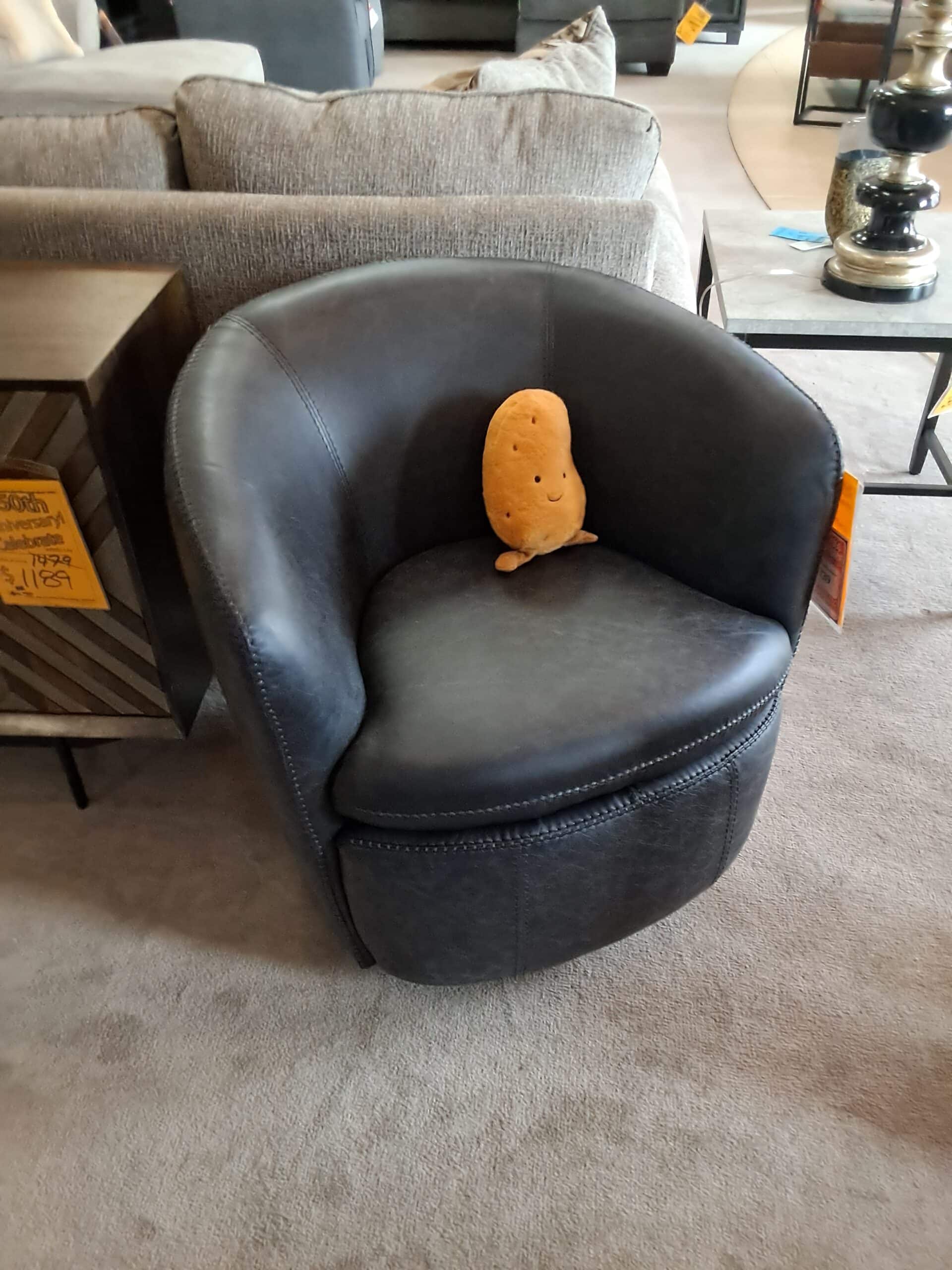 Swivel Barrel Chair-Midnight Black-Available in Three Colors