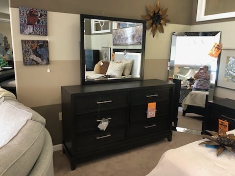 Dresser and Mirror-Dark Gray