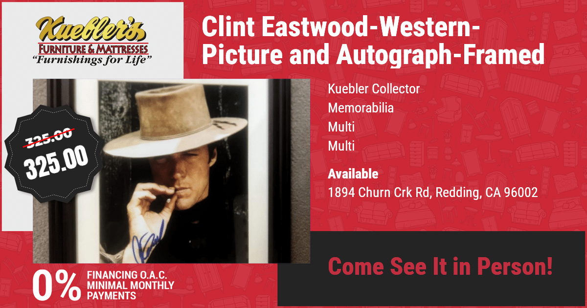Clint Eastwood-Western-Picture and Autograph-Framed Under Glass