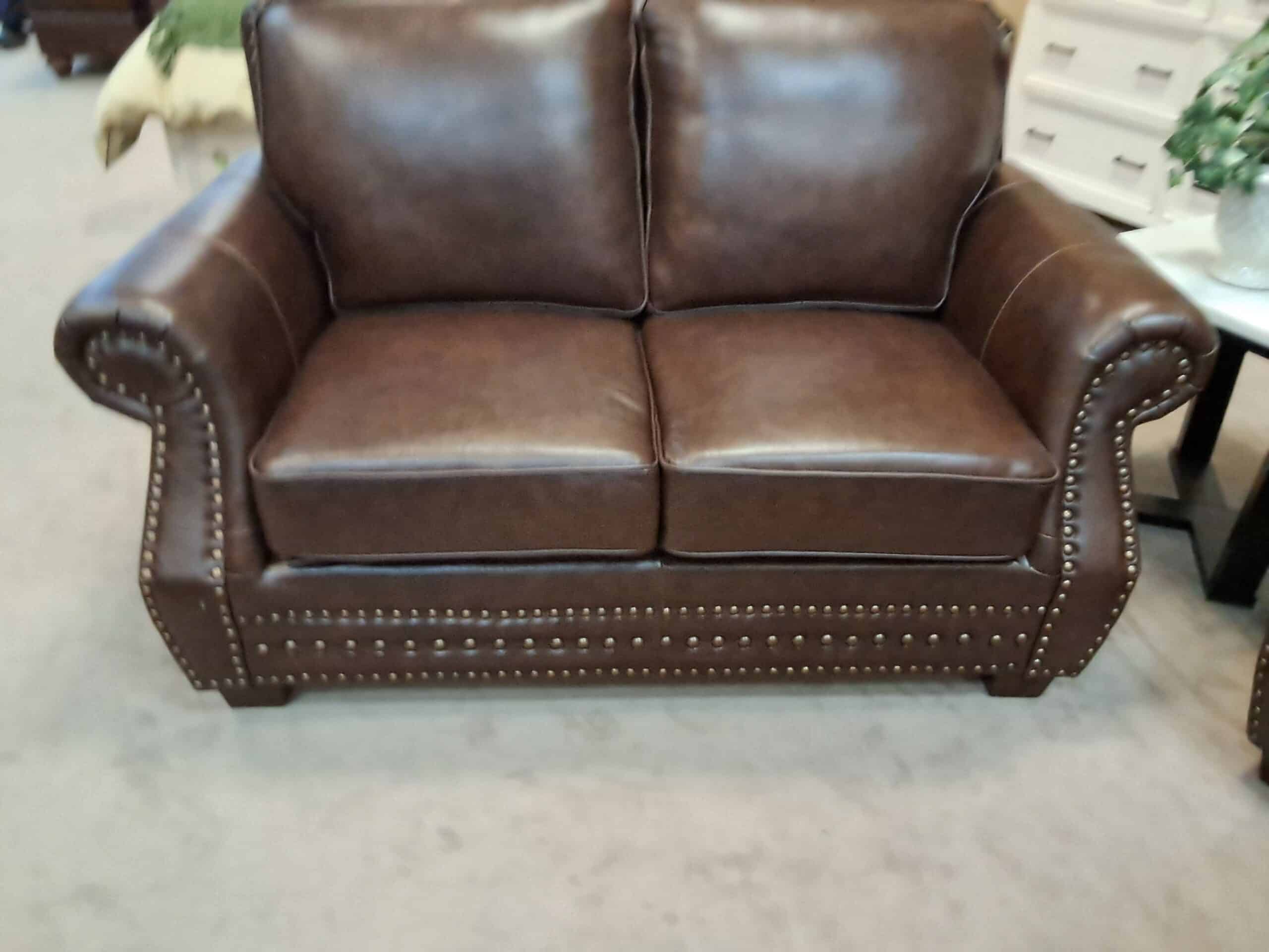 Loveseat with Nailheads, Dark Brown