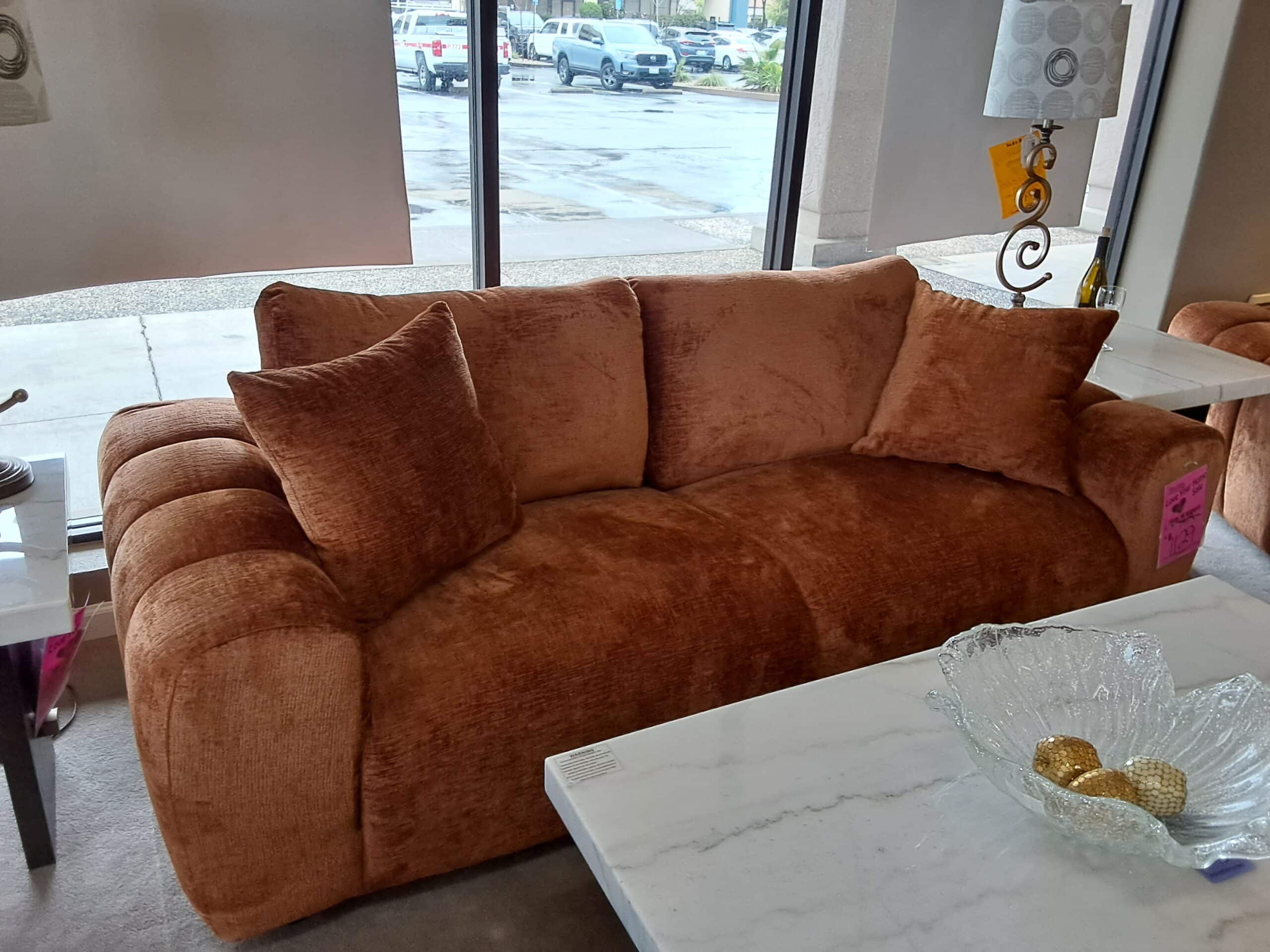 Sofa-Burnt Orange, Chenille Fabric