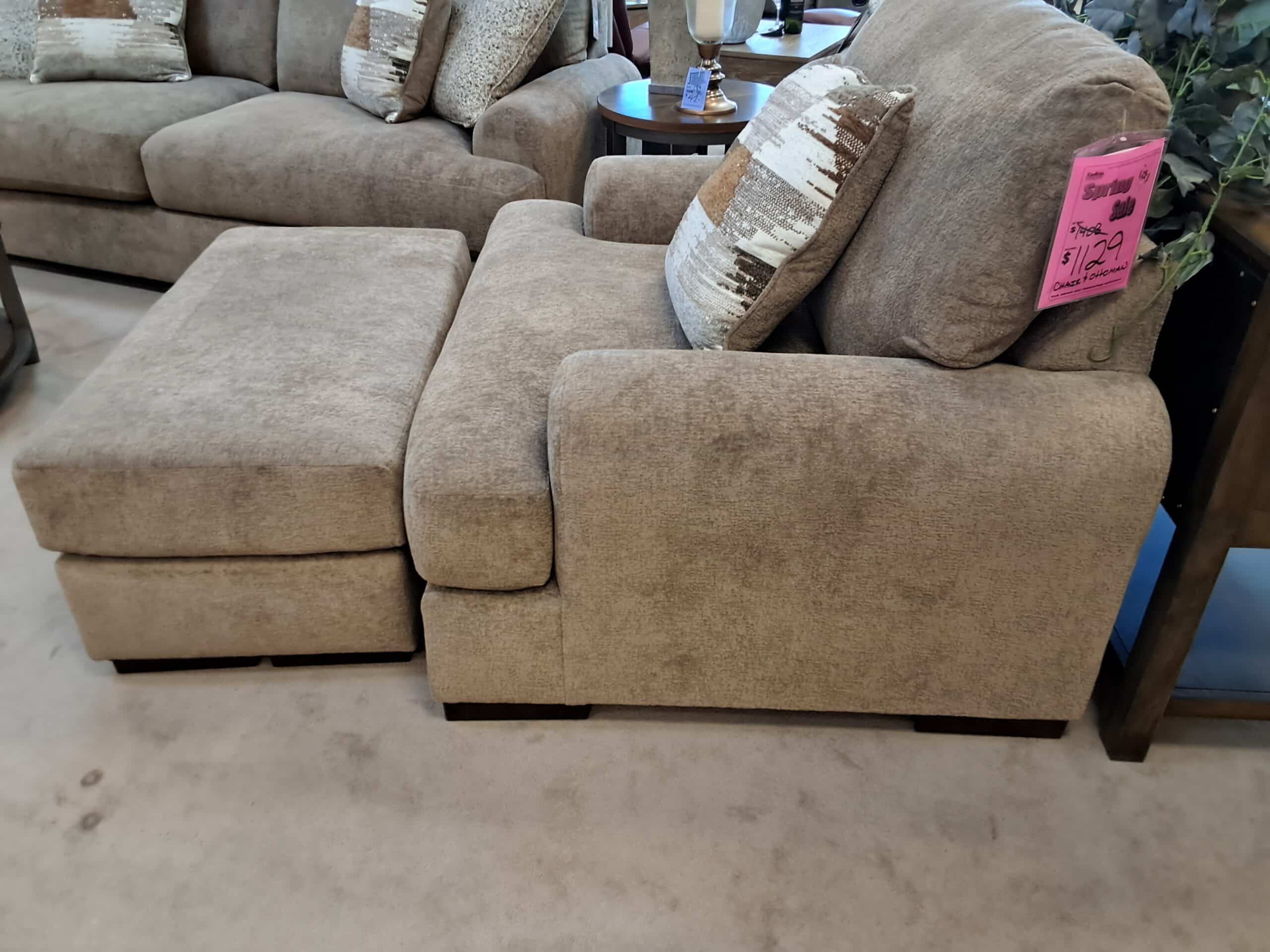 Chair and a Half and Ottoman-Brown-One Coordinating Pillow